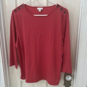 J. Jill Red Button-Shoulder Blouse